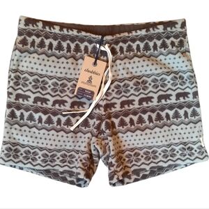 NWT! Chubbies Shorts Womans Medium Brown Fleece Nature Preppy Loungewear